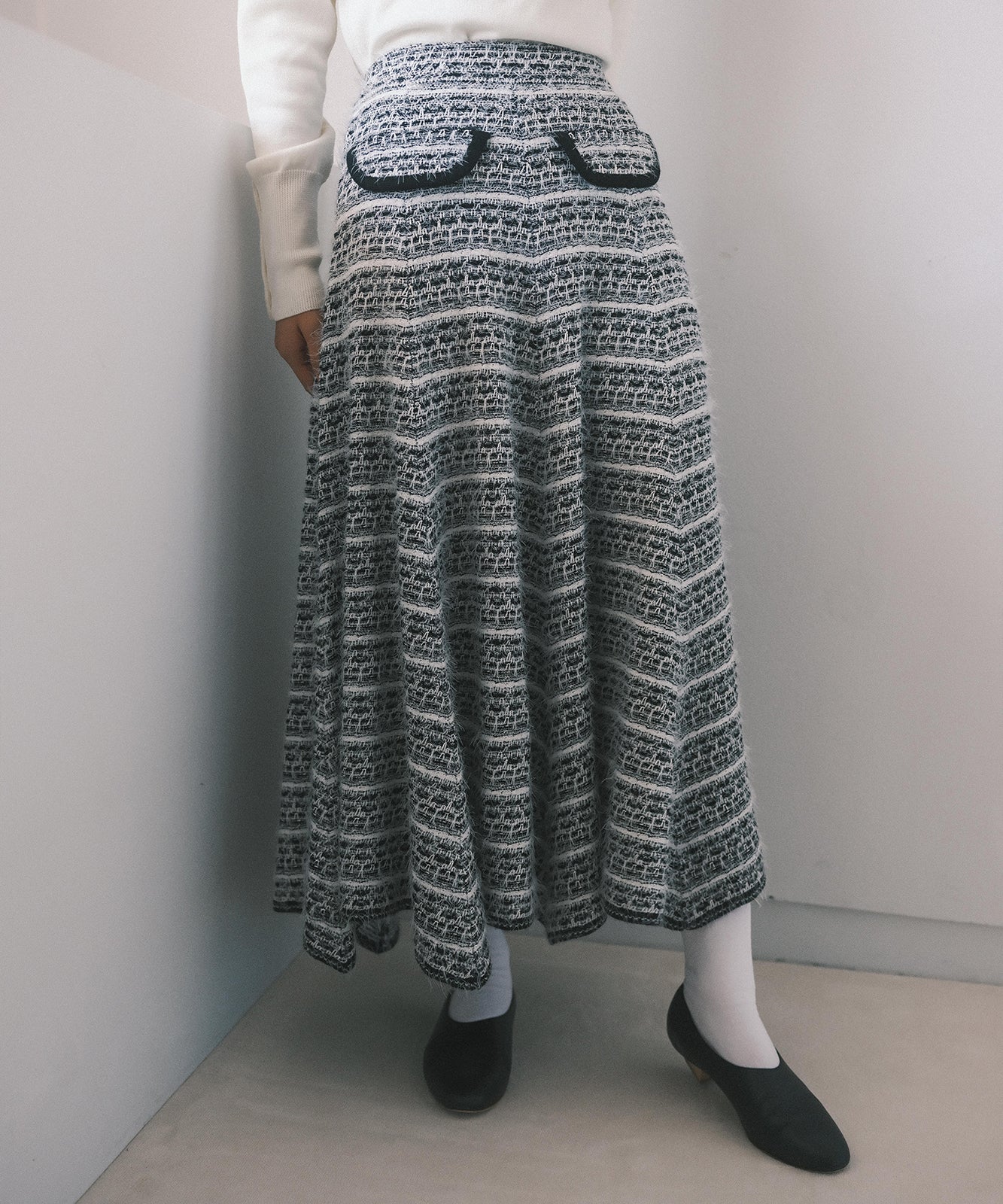 ≪在庫販売≫knit tweed super flare skirt（ニットツイードスーパー 