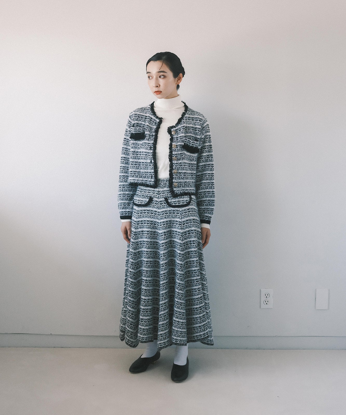 ≪在庫販売≫knit tweed super flare skirt（ニットツイードスーパー