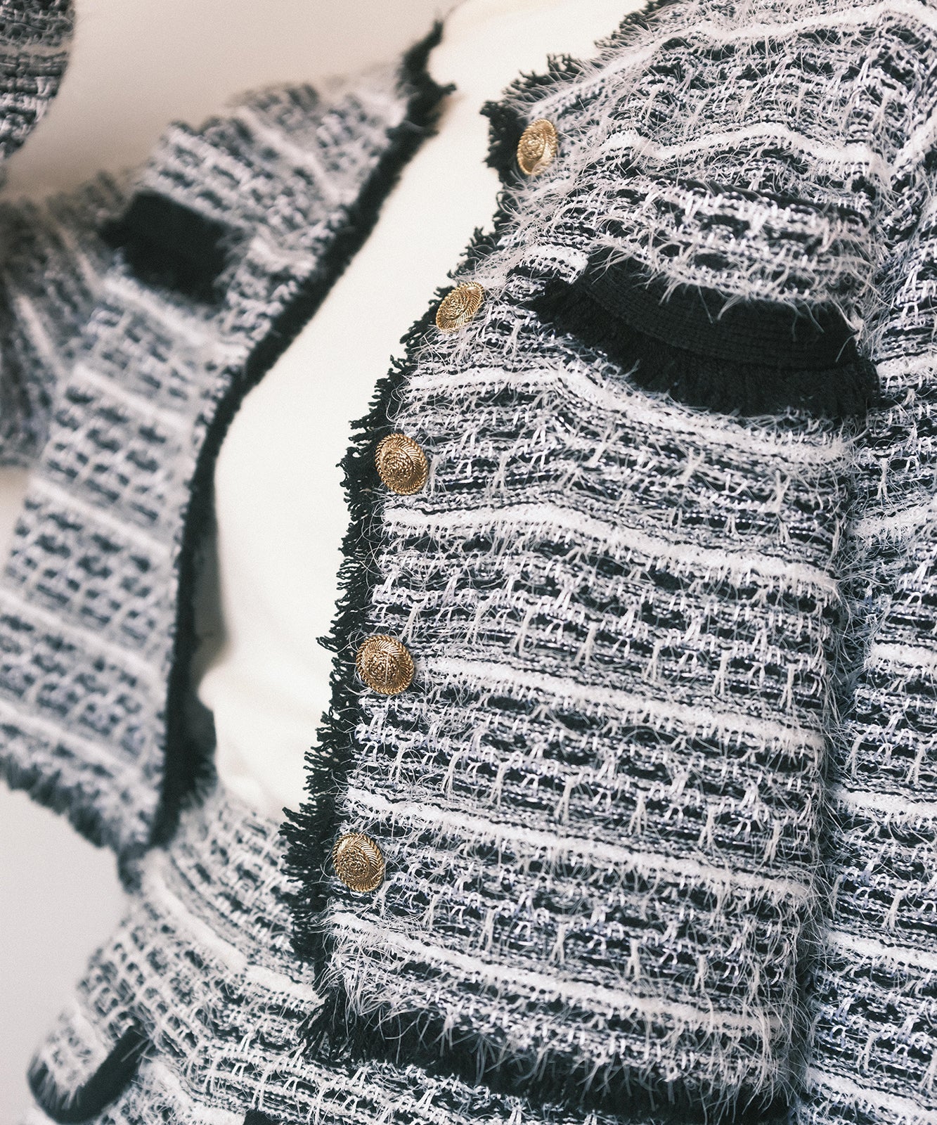 ≪在庫販売≫knit tweed no collar jacket（ニットツイードノーカラー