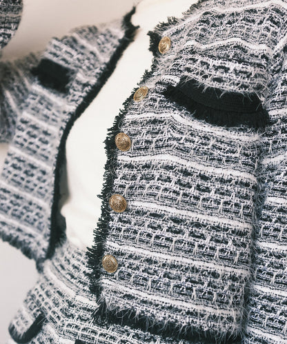 ≪在庫販売≫knit tweed no collar jacket（ニットツイードノーカラージャケット）≪2023年10月4日15:00販売開始≫