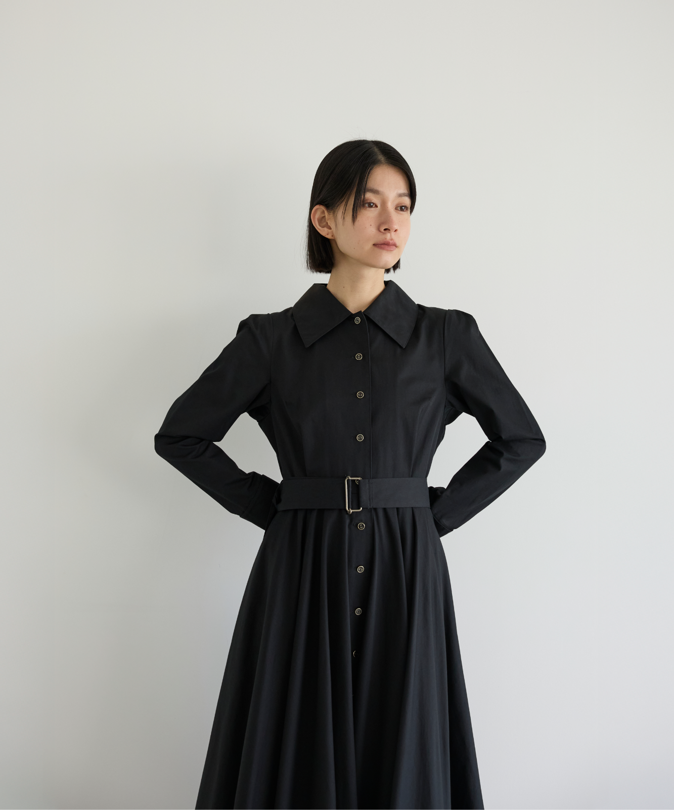 ≪通常販売≫【THE DRESS #18】big collar black button dress(ビッグ ≪通常販売≫【THE DRESS #18】big collar black button dress(ビッグ