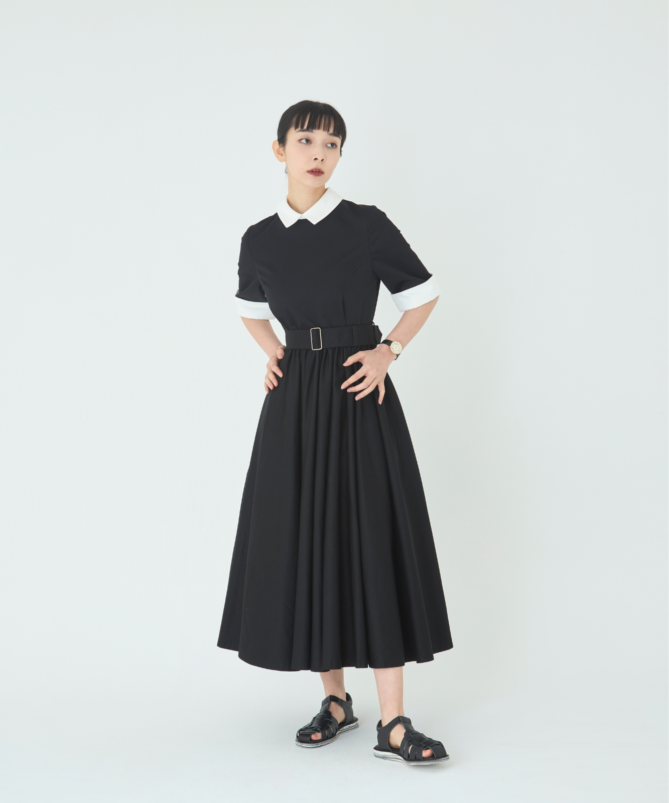 THE DRESS #22 バイカラーワンピースM 半袖 foufou フーフー foufou THE DRESS #22 バイカラーワンピース 半袖