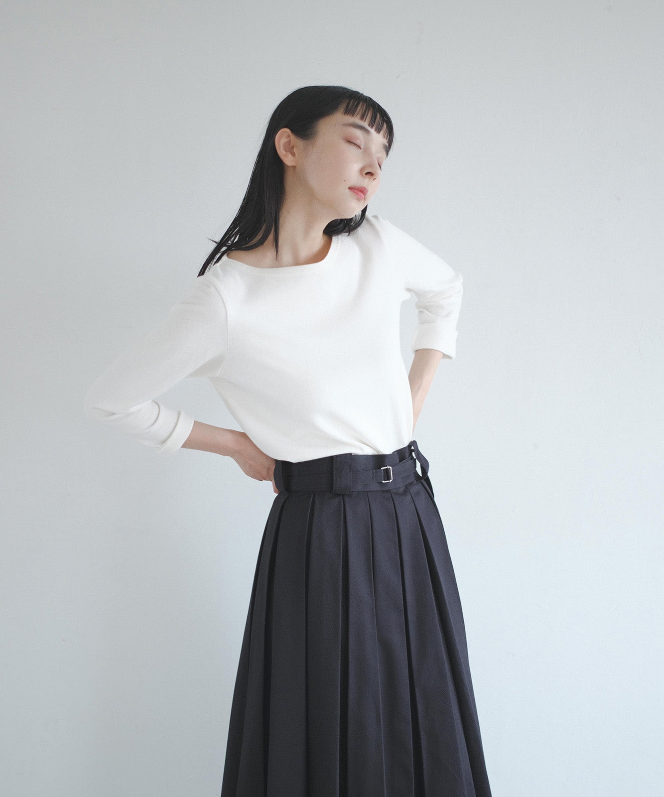 ≪在庫販売≫super tuck long skirt（スーパータックロングスカート