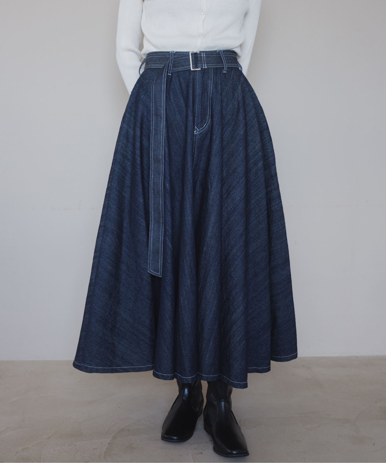 foufou スーパーフレアデニムスカート ≪通常販売≫super flare denim skirt(スーパーフレアデニム