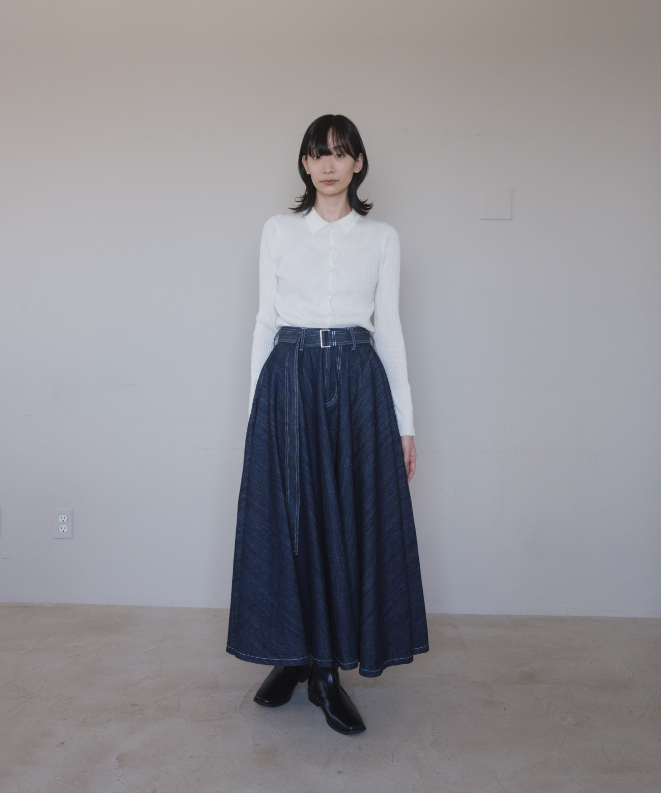スカート MEET THE LADY denim21 ✰ 00s style denim flared midi skirt M-350 S-400 G-450