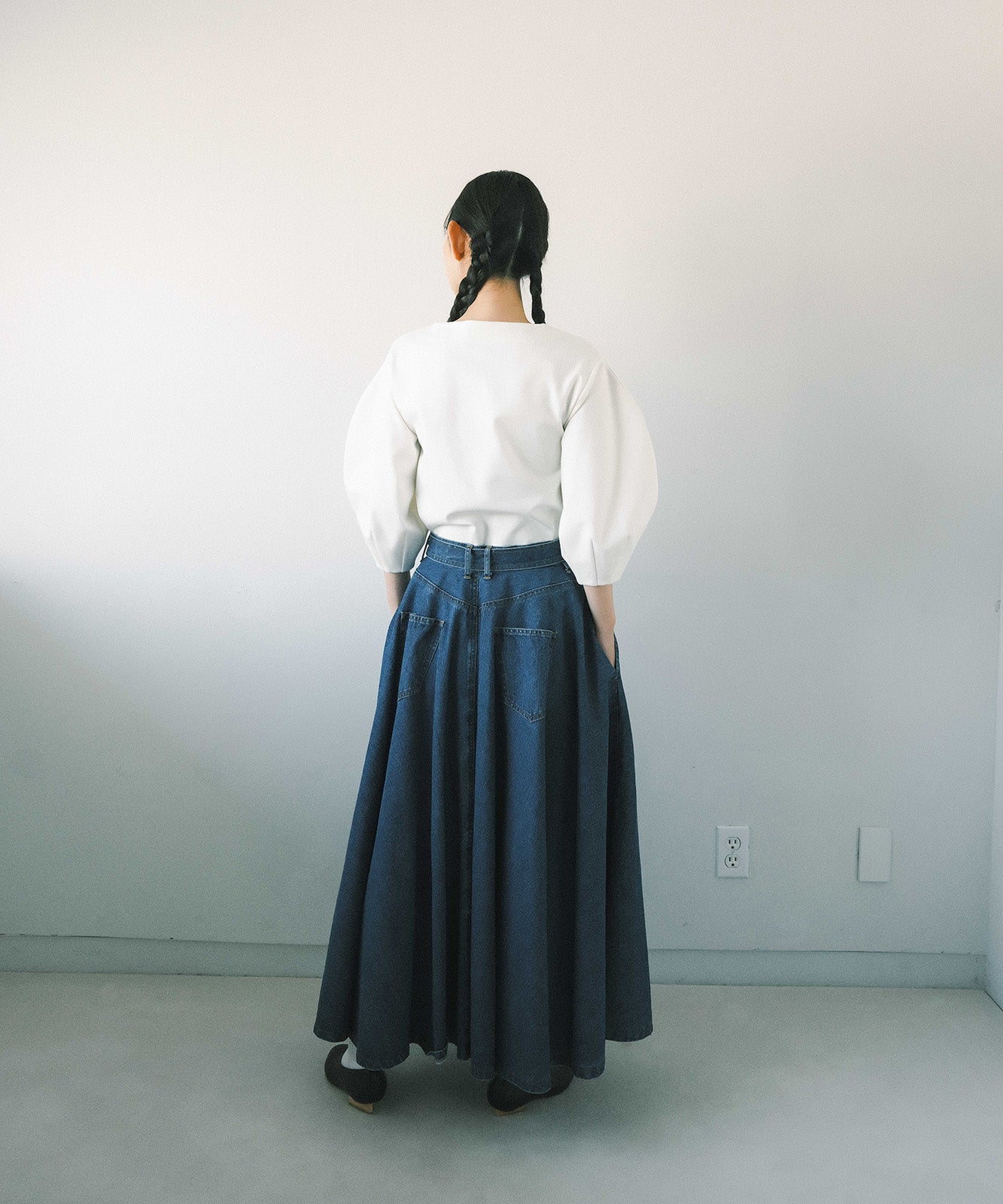 ≪在庫販売≫super flare denim skirt（bleach）（スーパーフレアデニムスカート ブリーチ）≪2023年8月1日19:00販売開始≫