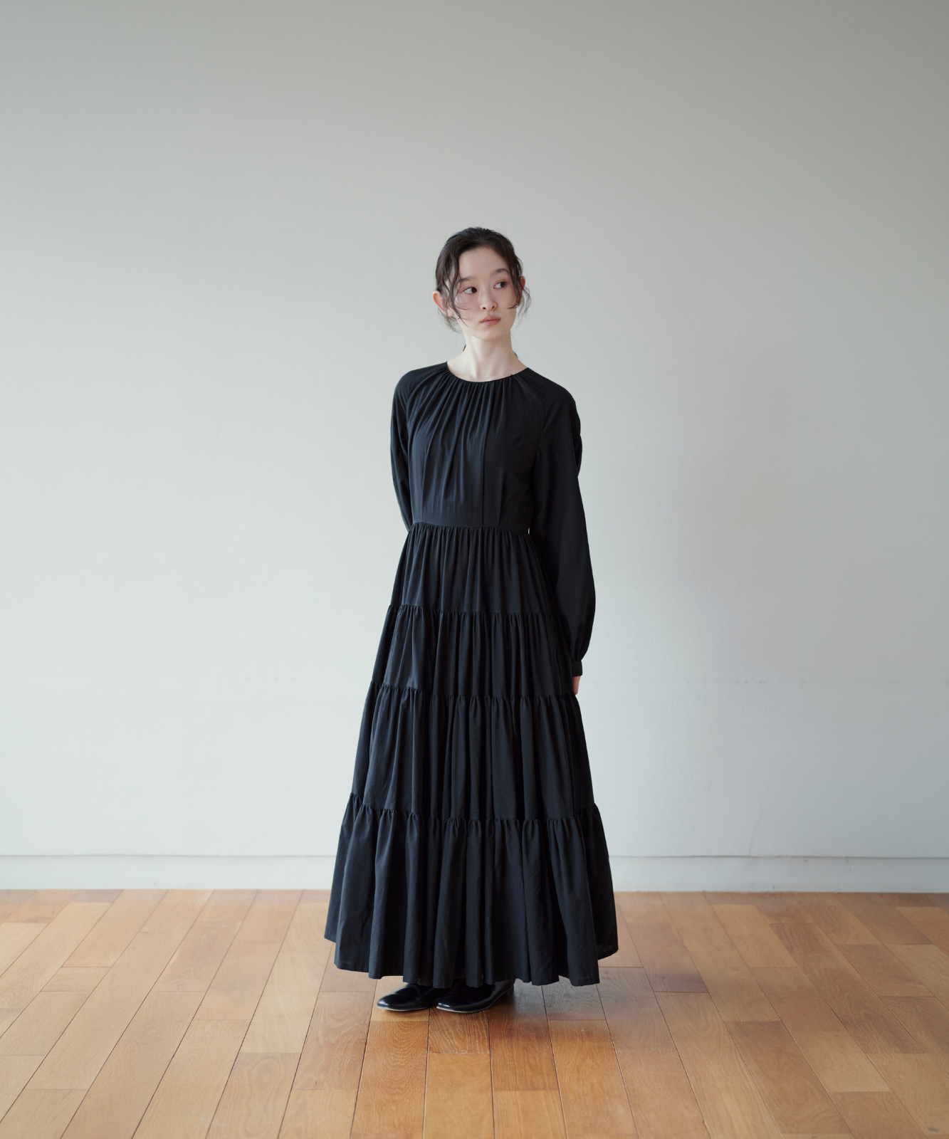 ≪通常販売≫【THE DRESS #29】raglan sleeve tiered dress （ラグランスリーブティアードドレス）