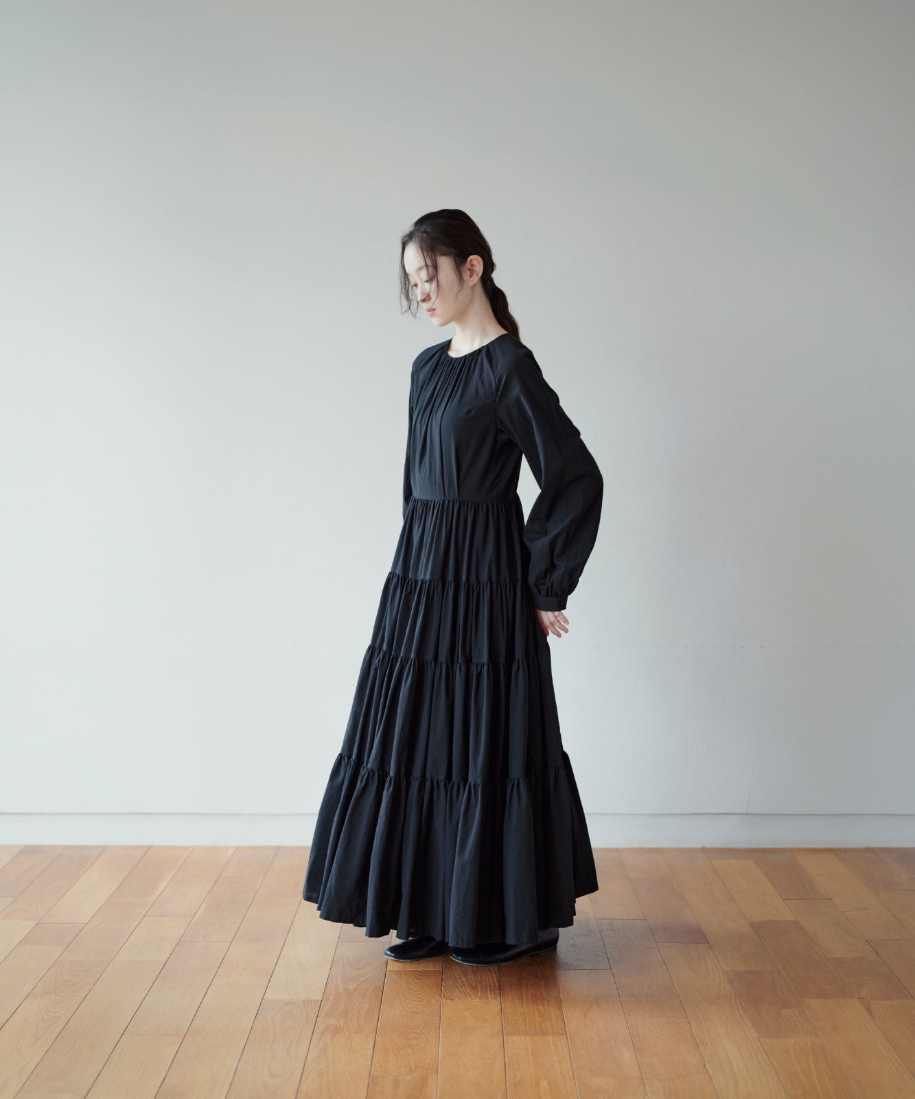 ≪通常販売≫【THE DRESS #29】raglan sleeve tiered dress （ラグランスリーブティアードドレス）