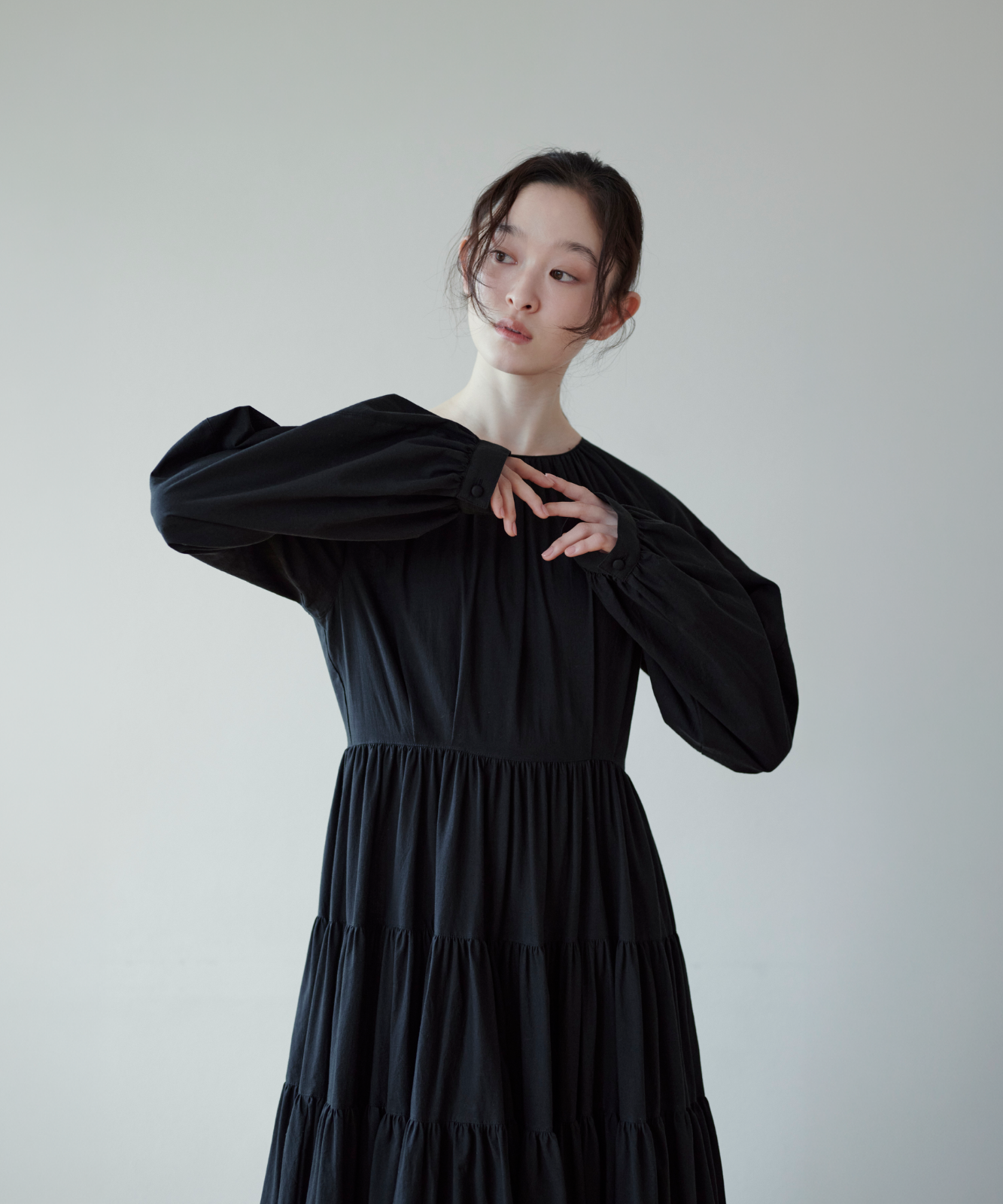 ≪通常販売≫【THE DRESS #29】raglan sleeve tiered dress （ラグランスリーブティアードドレス）