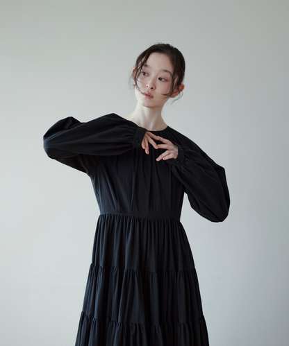 ≪通常販売≫【THE DRESS #29】raglan sleeve tiered dress （ラグランスリーブティアードドレス）