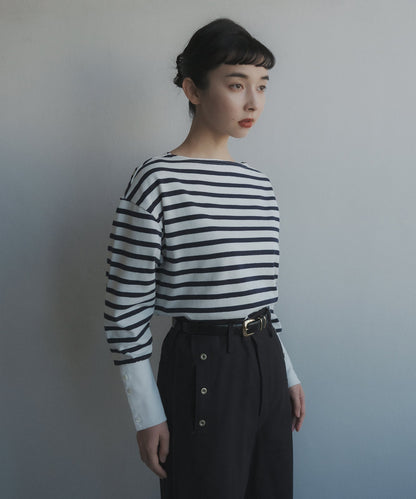 ≪在庫販売≫foufou basque shirt（white×navy）≪2023年9月1日15:00販売開始≫