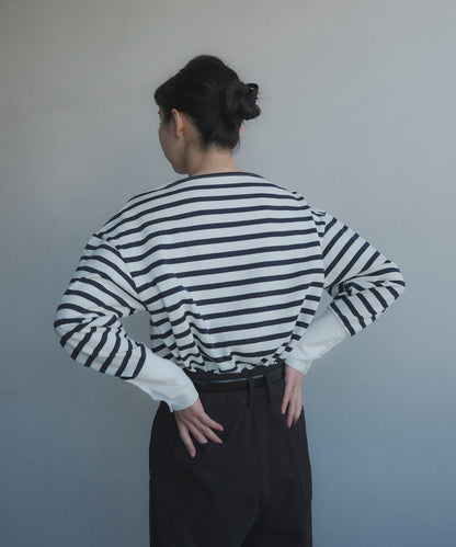 ≪在庫販売≫foufou basque shirt（white×navy）≪2023年9月1日15:00販売開始≫