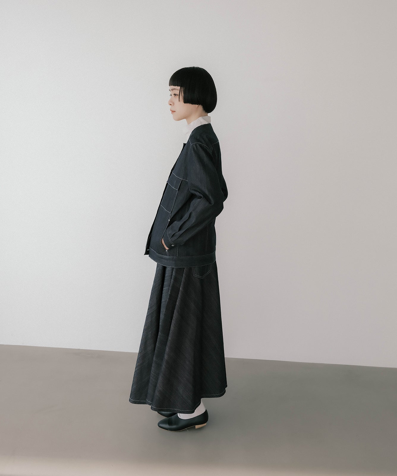 ≪予約販売≫no collar denim jacket（ノーカラーデニムジャケット）≪2023年8月11日19:00販売開始≫≪2023年10月下旬発送予定≫