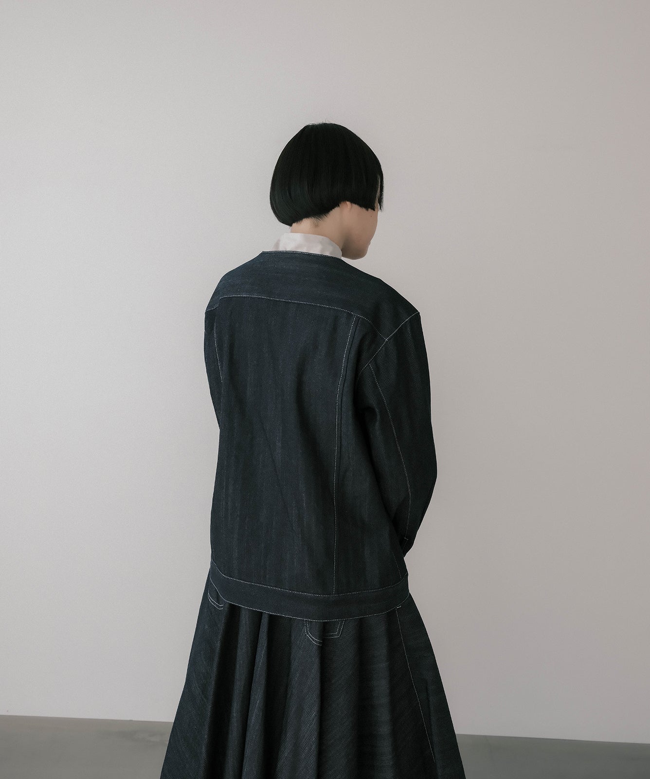 ≪予約販売≫no collar denim  jacket（ノーカラーデニムジャケット）≪2023年8月11日19:00販売開始≫≪2023年10月下旬発送予定≫