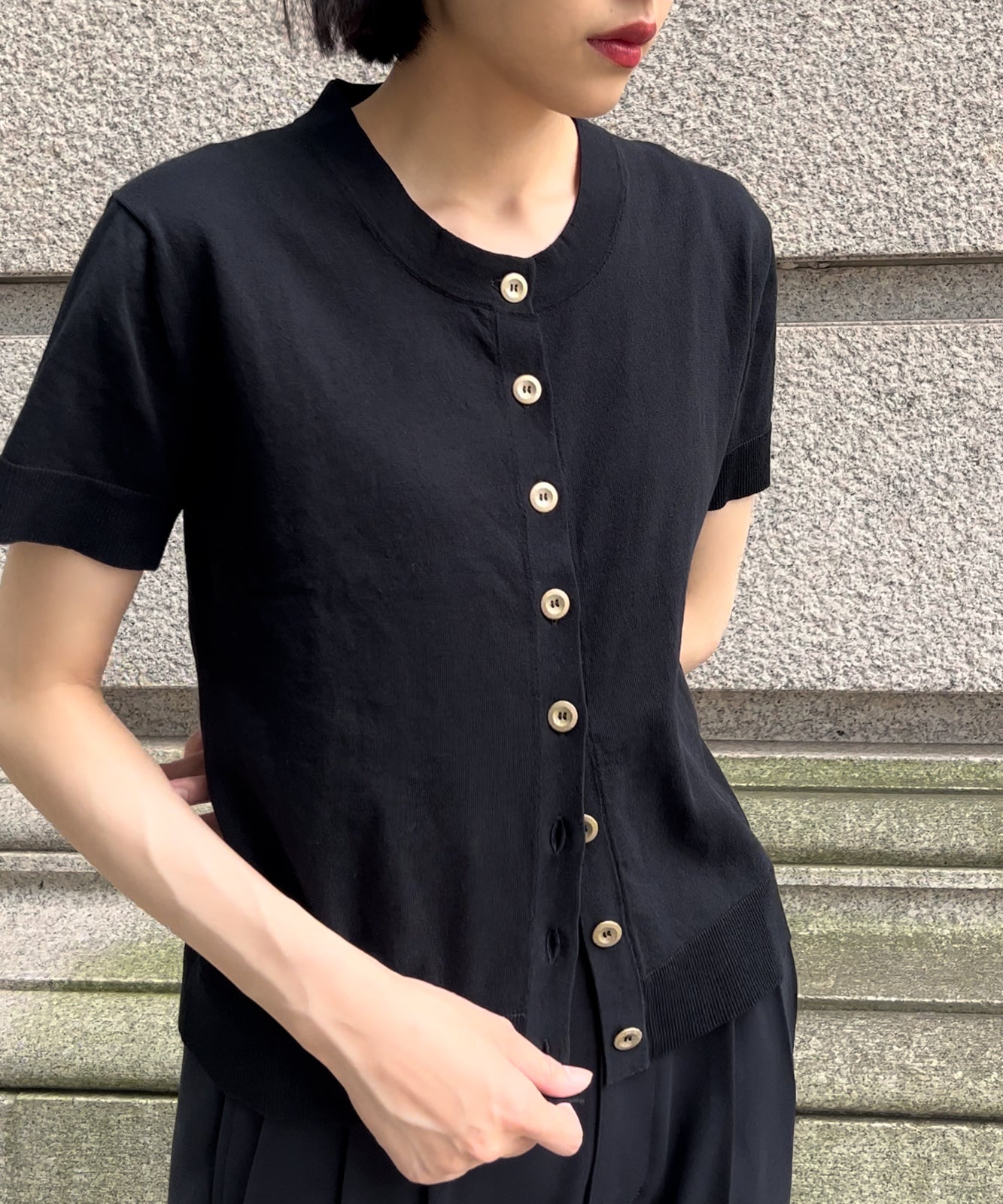 ≪在庫販売≫Gold button cotton cardigan（ゴールドボタンコットン