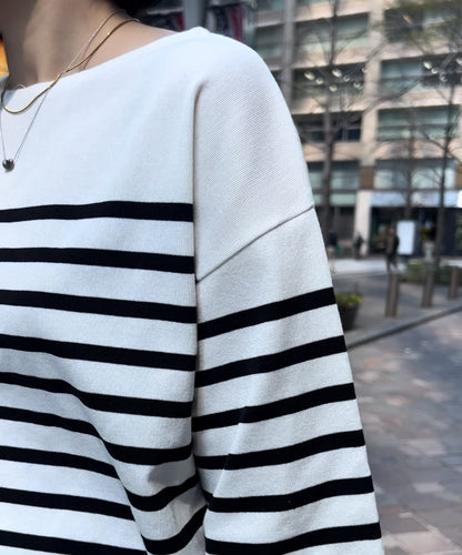 ≪在庫販売≫panel border summer cold knit（パネルボーダーサマーコールドニット）