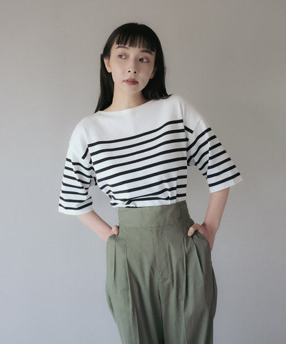 ≪在庫販売≫panel border summer cold knit（パネルボーダーサマーコールドニット）