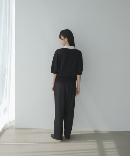 ≪在庫販売≫bi-color knit polo - black × white -（short sleeves）≪2023年5月29日21:00販売開始≫