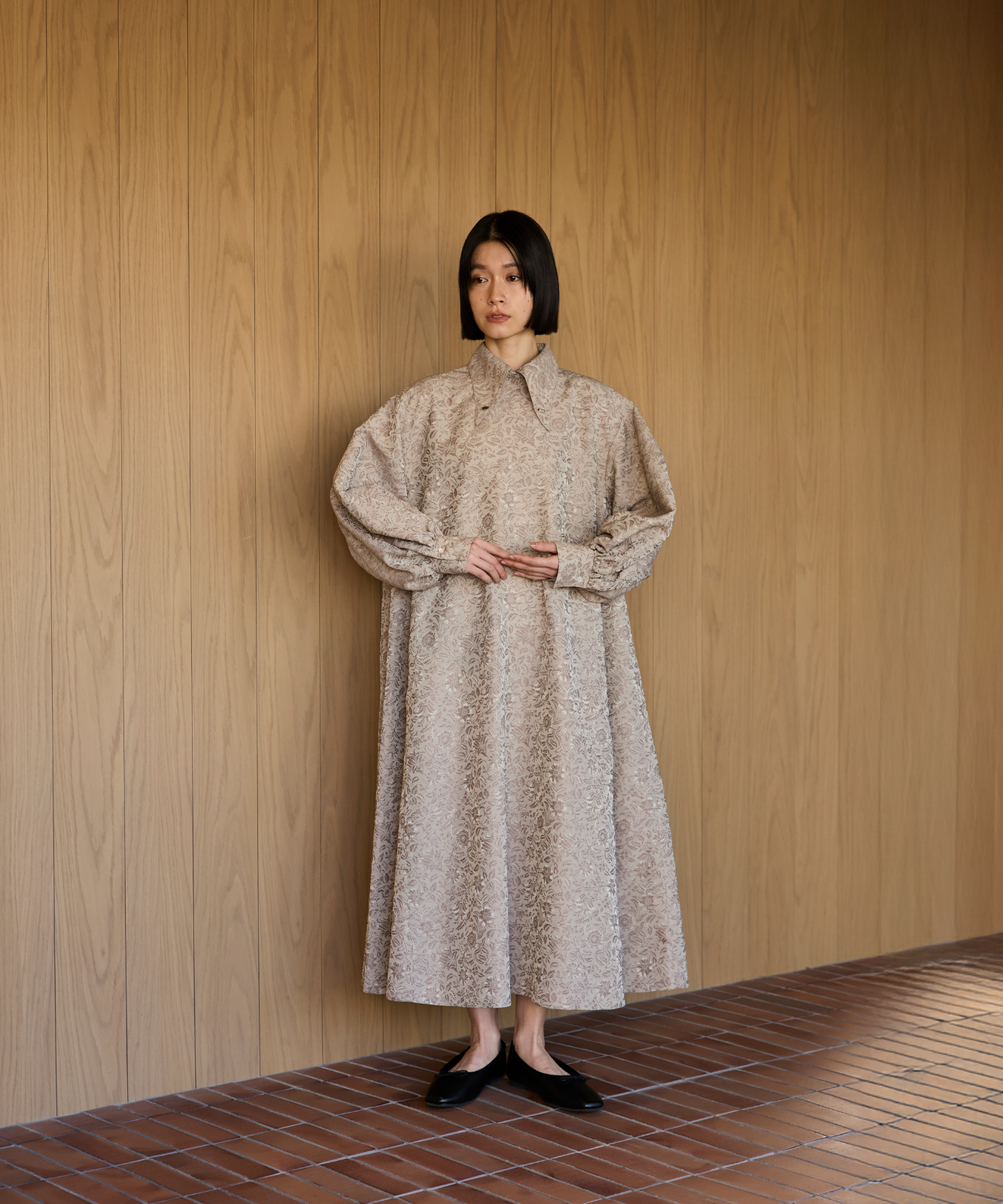 ≪通常販売≫jacquard button down one piece（ジャカードボタンダウンワンピース）