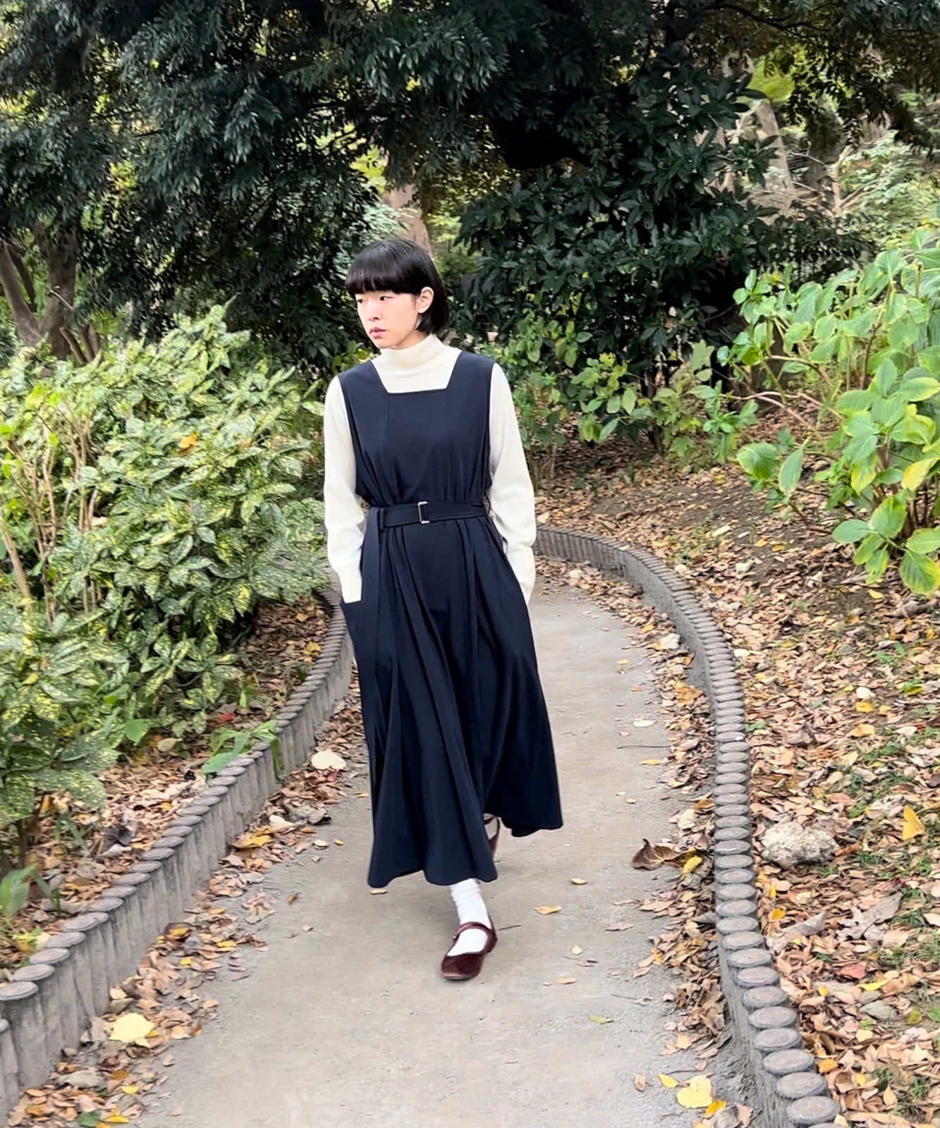 meer. TWO PATTERN JUMPER SKIRT ジャンパースカート - ロングワンピース