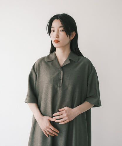 ≪在庫販売≫ester herringbone open collar one piece（エステルヘリンボーンオープンカラーワンピース）≪2023年8月1日19:00販売開始≫