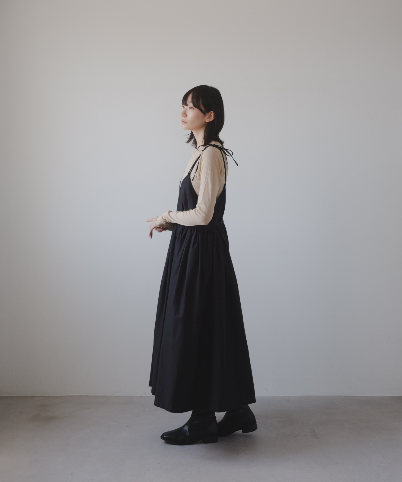 ■EMPORIO ARMANI■キュプラ混 プリーツ入り ミディワンピース ≪通常販売≫【THE DRESS #42】gather camisole dress(ギャザー