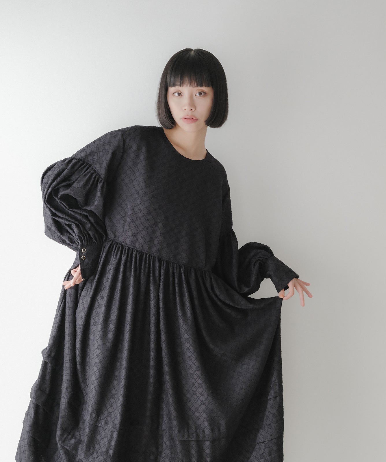 ≪在庫販売≫pokopoko jacquard volume one  piece（ぽこぽこジャカードボリュームワンピース）≪2023年5月29日21:00販売開始≫