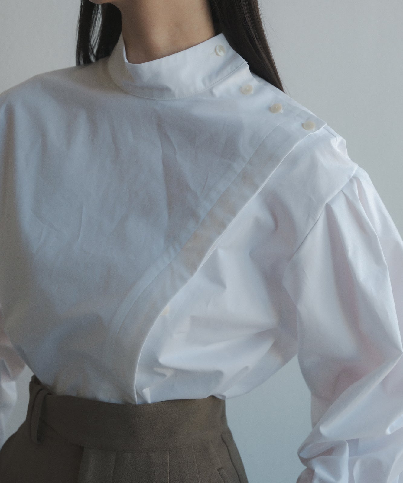 ≪在庫販売≫stand coller flap shirts（スタンドカラーフラップシャツ