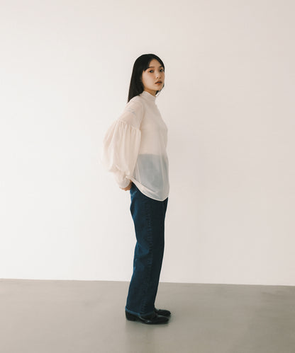 ≪在庫販売≫highneck sheer blouse（ハイネックシアーブラウス）