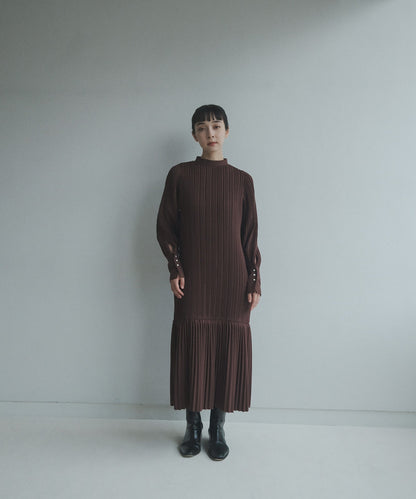 ≪通常販売≫stand collar twill pleats onepiece（スタンドカラーツイルプリーツワンピース）