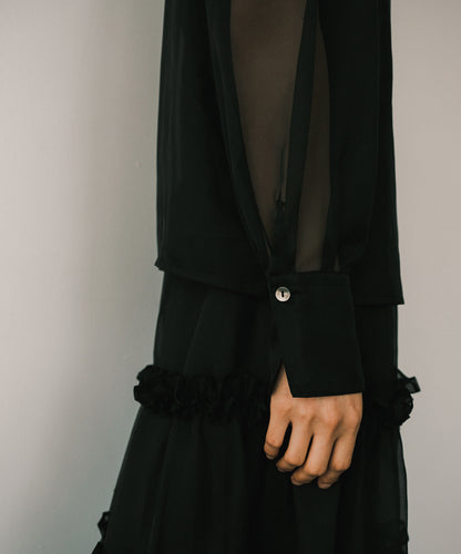 ≪在庫販売≫organza highneck flap blouse（オーガンジーハイネックフラップブラウス）≪2023年9月22日15:00販売開始≫