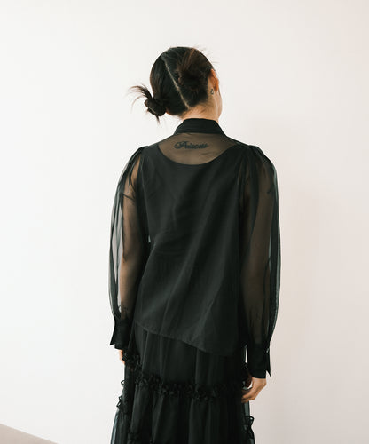 ≪在庫販売≫organza highneck flap blouse（オーガンジーハイネックフラップブラウス）≪2023年9月22日15:00販売開始≫