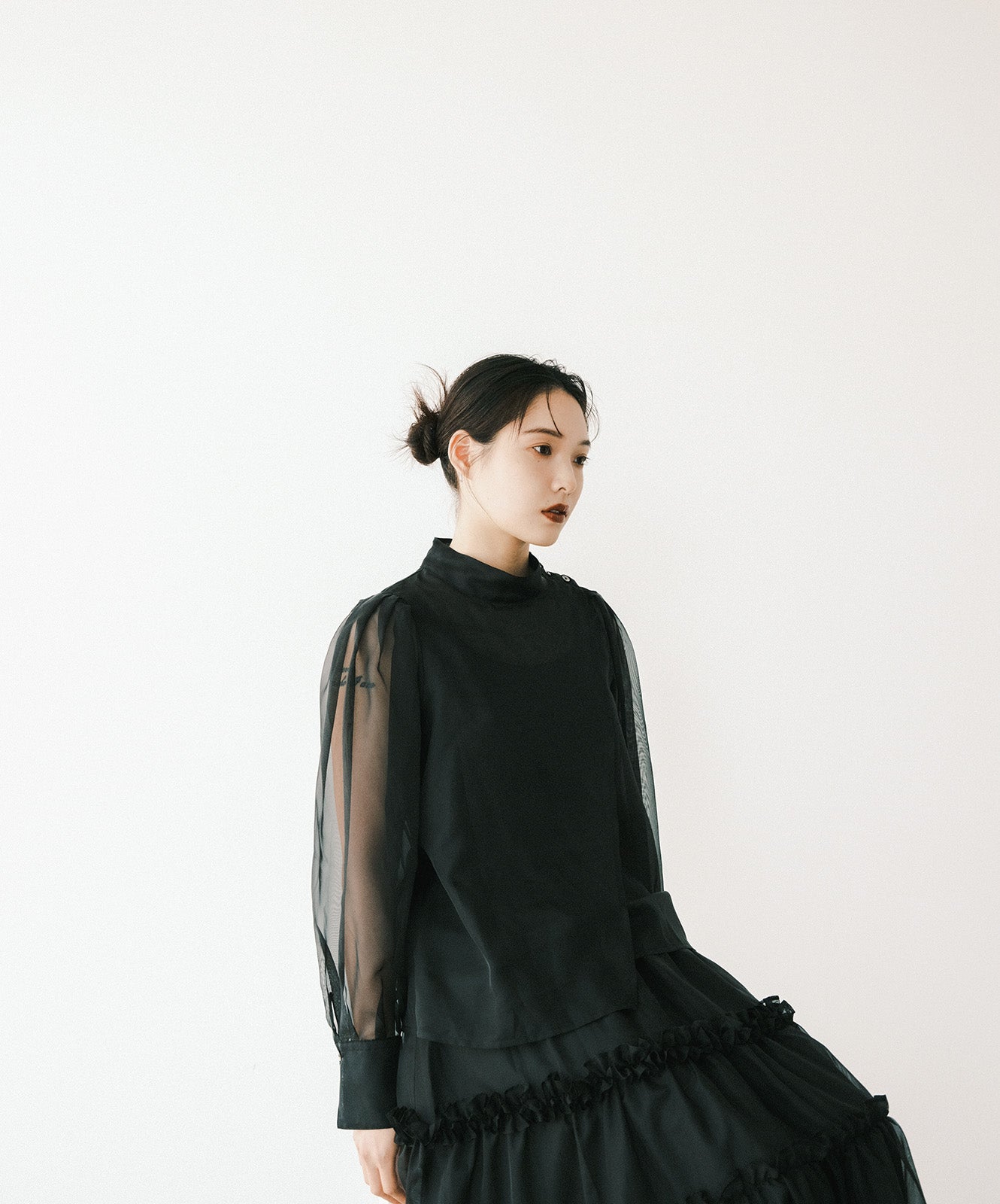 ≪在庫販売≫organza highneck flap blouse（オーガンジーハイネック ...