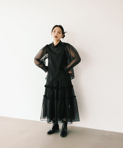 ≪在庫販売≫organza highneck flap blouse（オーガンジーハイネックフラップブラウス）≪2023年9月22日15:00販売開始≫
