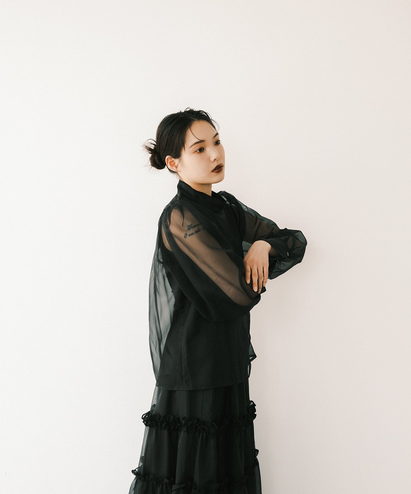 ≪在庫販売≫organza highneck flap blouse（オーガンジーハイネックフラップブラウス）≪2023年9月22日15:00販売開始≫