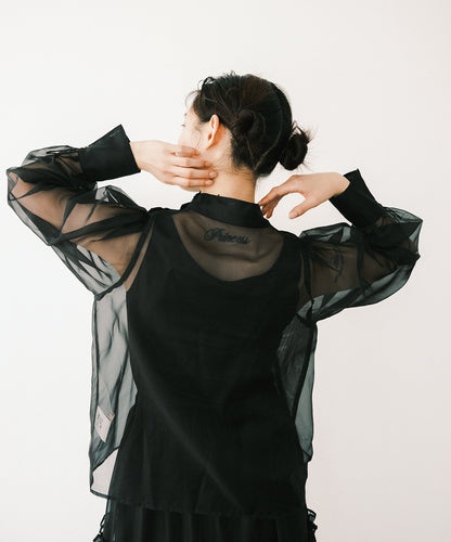 ≪在庫販売≫organza highneck flap blouse（オーガンジーハイネックフラップブラウス）≪2023年9月22日15:00販売開始≫