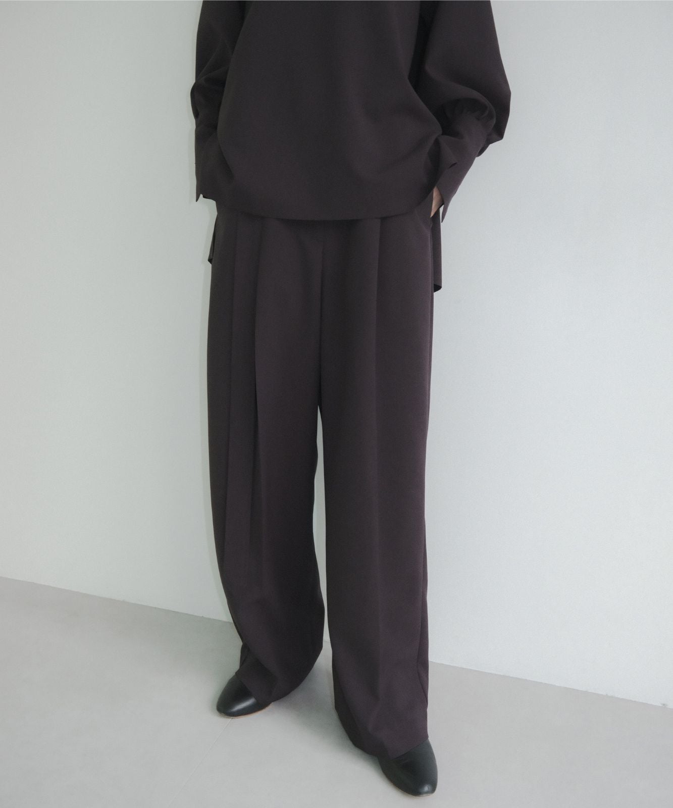 ≪通常販売≫one tuck belted easy wide slacks（ワンタック