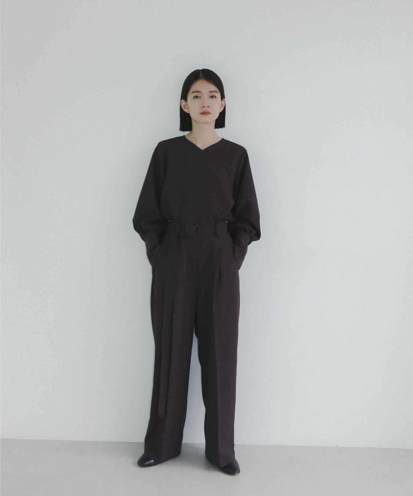 ≪通常販売≫one tuck belted easy wide slacks（ワンタックベルテッドイージーワイドスラックス） – THE MUSEUM  foufou