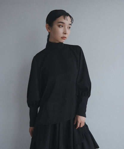 ≪在庫販売≫high neck dress shirts - black satin -（ハイネックドレスシャツ-ブラックサテン-）≪2023年10月11日15:00販売開始≫