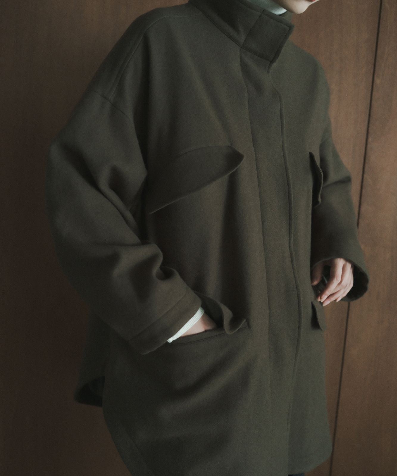 ≪在庫販売≫melton stand collar half coat（メルトンスタンドカラーハーフコート）≪2023年10月25日15:00販売開始≫