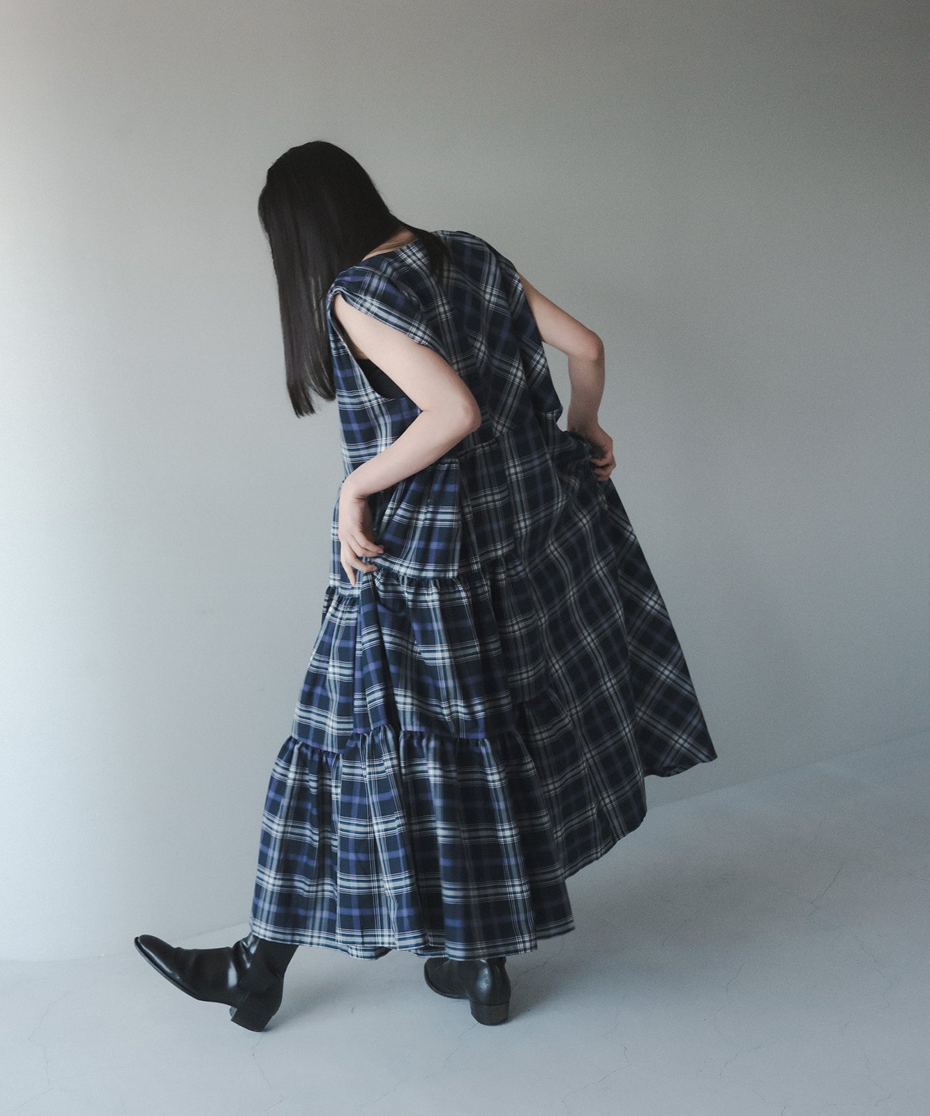 foufou check dress “hsu” （チェックドレス「スー」） - ロングワンピース