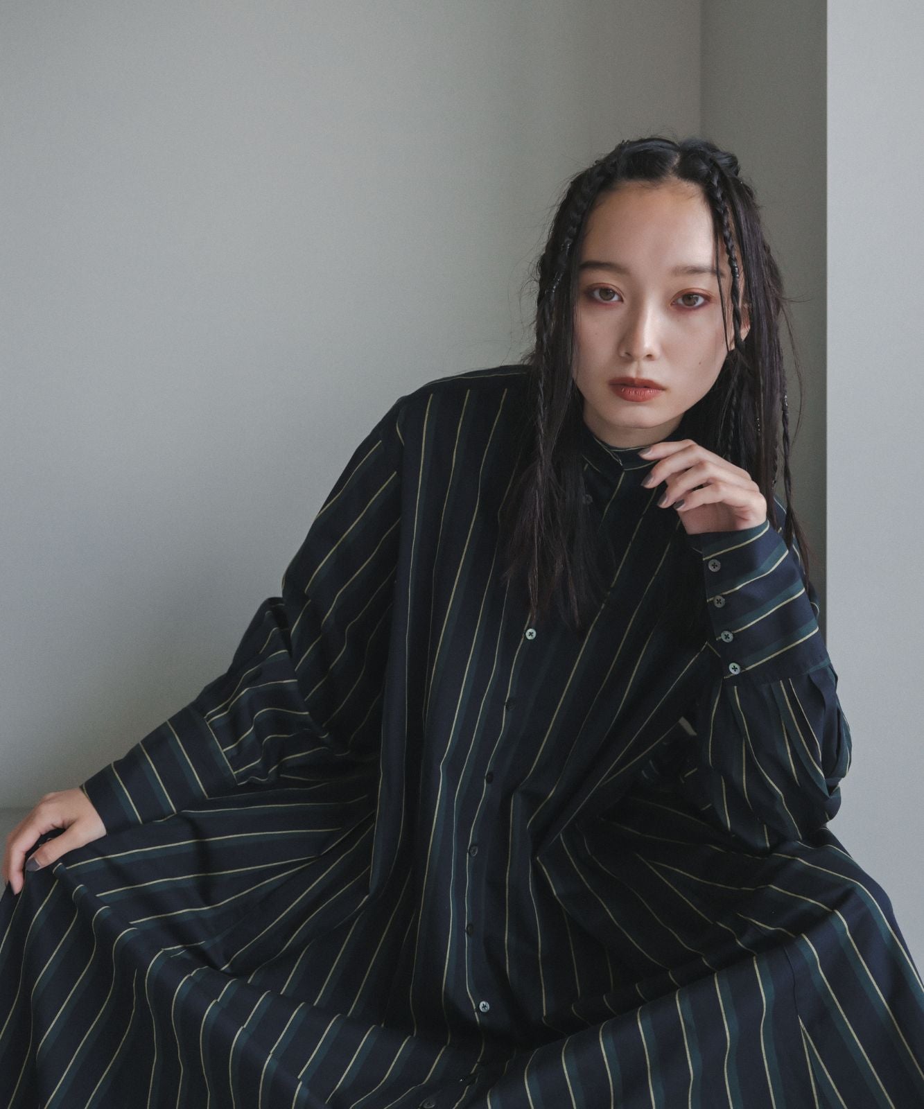 ≪予約販売≫british green stripe onepiece（ブリティッシュグリーンストライプワンピース）≪2023年8月30日15:00販売開始≫≪2023年11月上旬発送予定≫