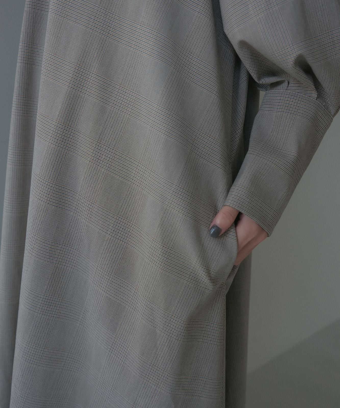 ≪予約販売≫long cuffs glen check onepiece (ロングカフスグレンチェックワンピース)≪2023年8月28日15:00販売開始≫≪2023年10月下旬発送予定≫