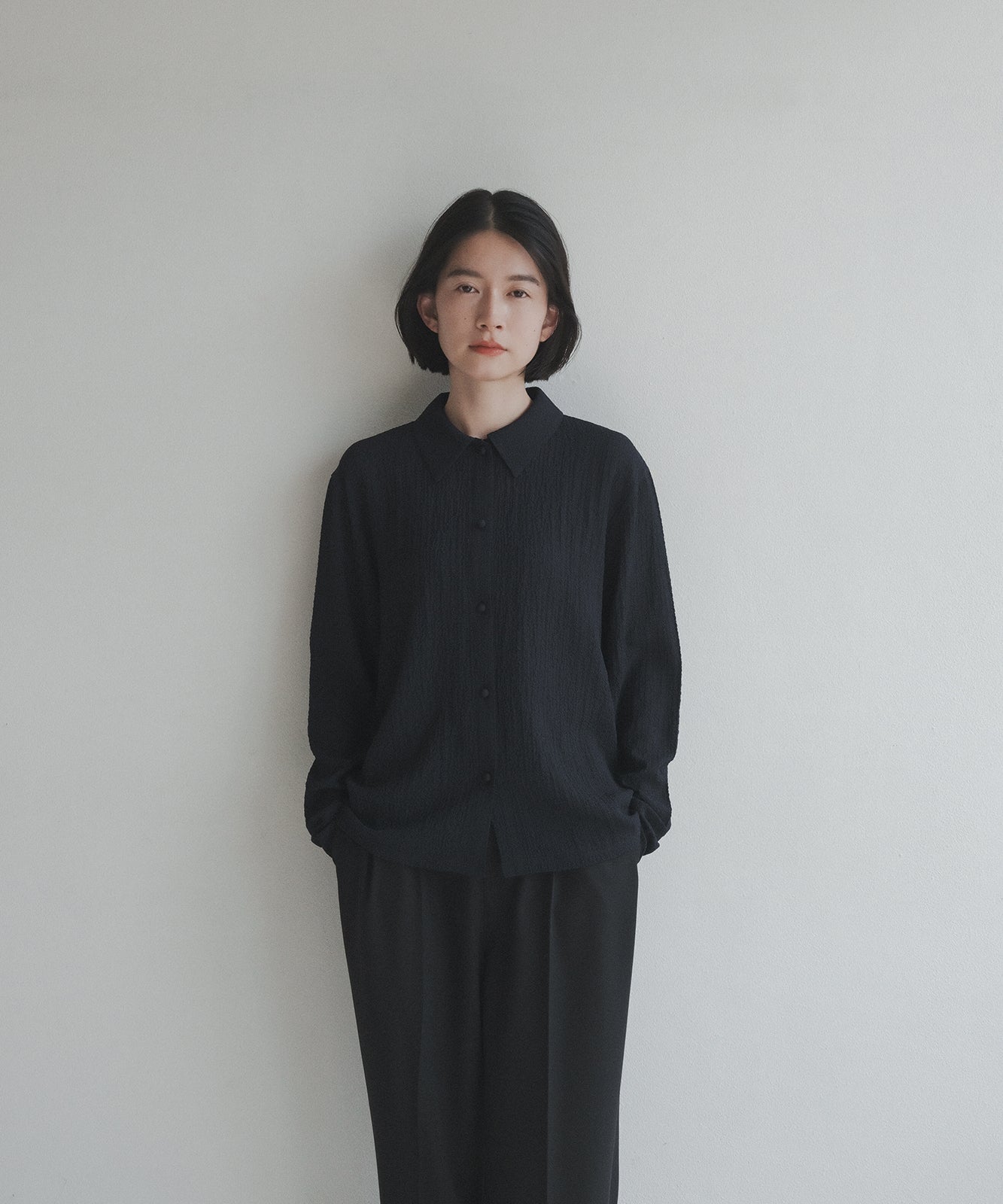 ≪在庫販売≫seersucker button blouse（シアサッカーボタンブラウス）