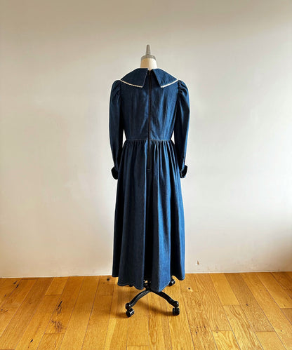 ≪通常販売≫lace pintuck denim classical dress（レースピンタックデニムクラシカルドレス）