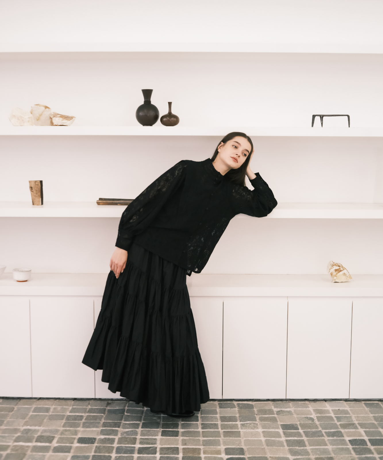 foufou フロントタックレースブラウス foufou フロントタックレースブラウス