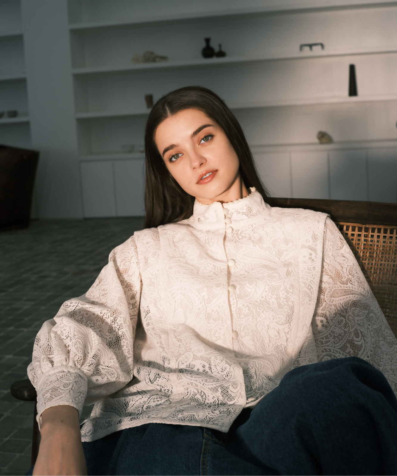 極美品】foufou フロントタックレースブラウス レース長袖ブラウス 極美品】foufou フロントタックレースブラウス レース長袖ブラウス