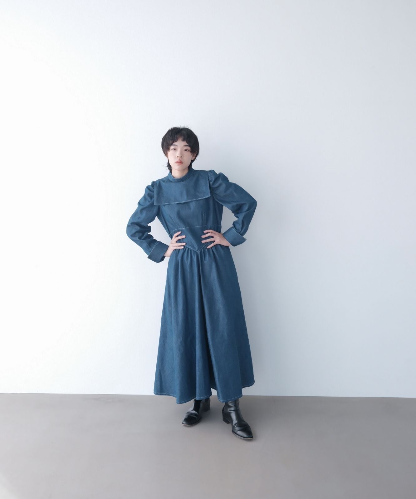 ≪通常販売≫princess gather denim classical dress（プリンセスギャザーデニムクラシカルドレス）