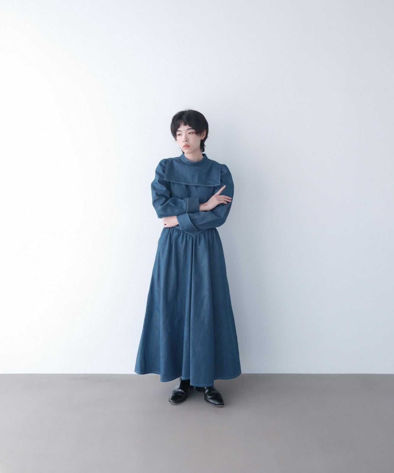 ≪通常販売≫princess gather denim classical dress（プリンセスギャザーデニムクラシカルドレス）