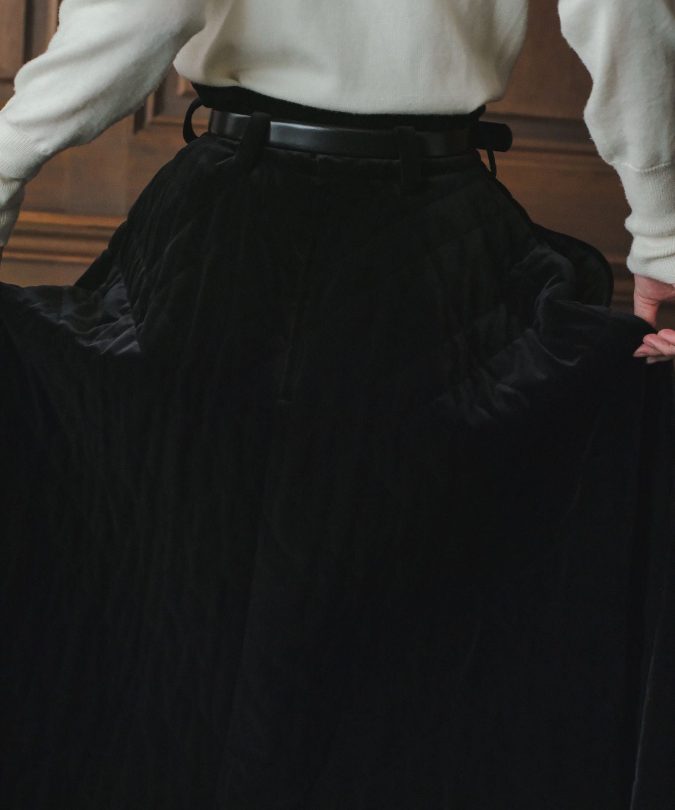 ≪在庫販売≫velvet quilting super flare skirt （ベルベット 